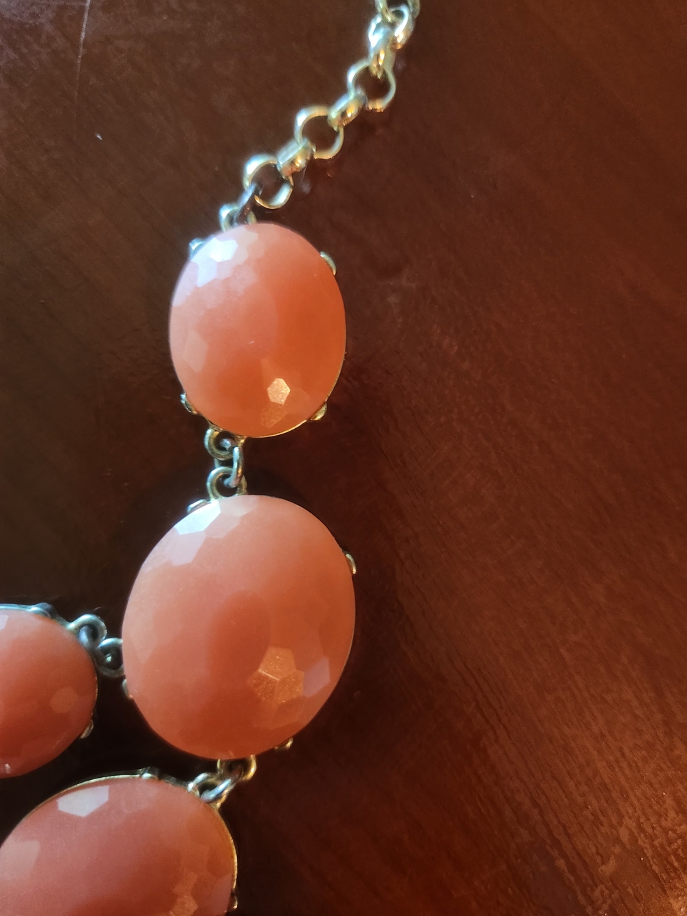 Gold Chain Peach Statement Necklace - Unbranded - Picture 5 of 5